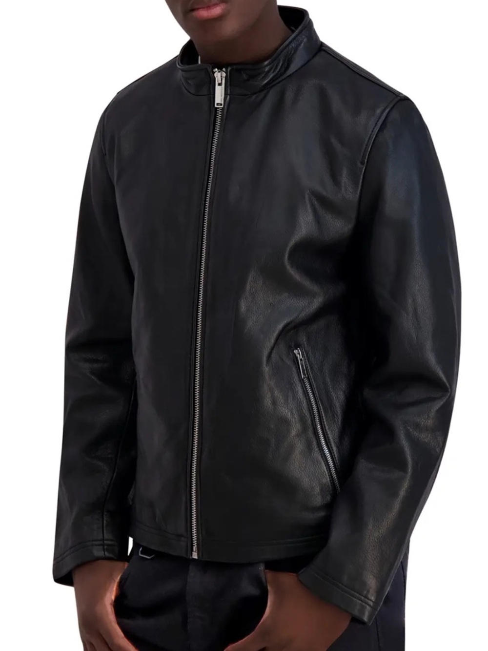 Karl Lagerfeld Men's Brown Leather Zipper Jacket - Picture 2 of 13